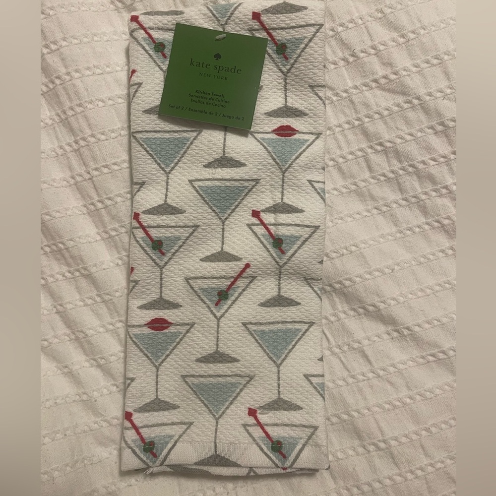NWT ♠️Kate Spade Martini Glass Kitchen Towels